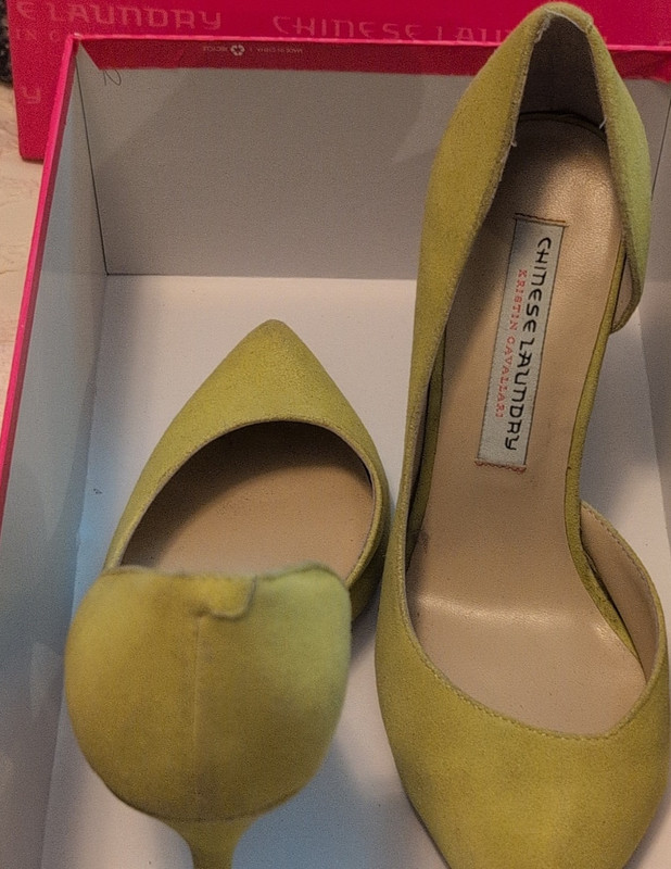 Chinese Laundry Women’s Yellow Suede D’Orsay Pointed Toe Slip On Heels US 7