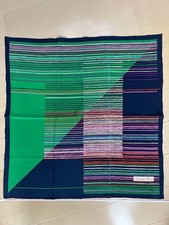 Christian Dior Vintage Silk Scarves Navy Green Soft Cleaned Used