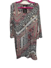 A.B.C Women's Geometric and Paisley Patchwork Sleek Dress Sz. 1X NWT