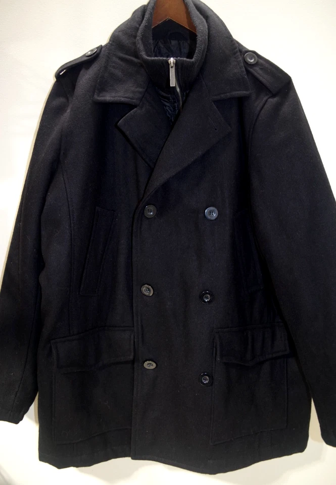 X2 Andrew Marc New York Men's XL Black Wool Coat D/B Jacket Zip Quilted Lined - Image 3 of 4