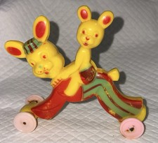 Vintage 1950's Rosen Rosbro Easter Child Bunny Riding Bunny Candy Container RARE