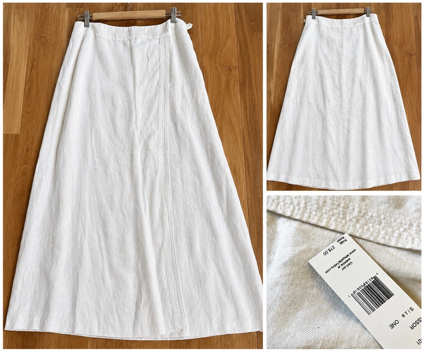 New Lafayette 148 New York Women's White Wrap-Effect Skirt Size 8-10