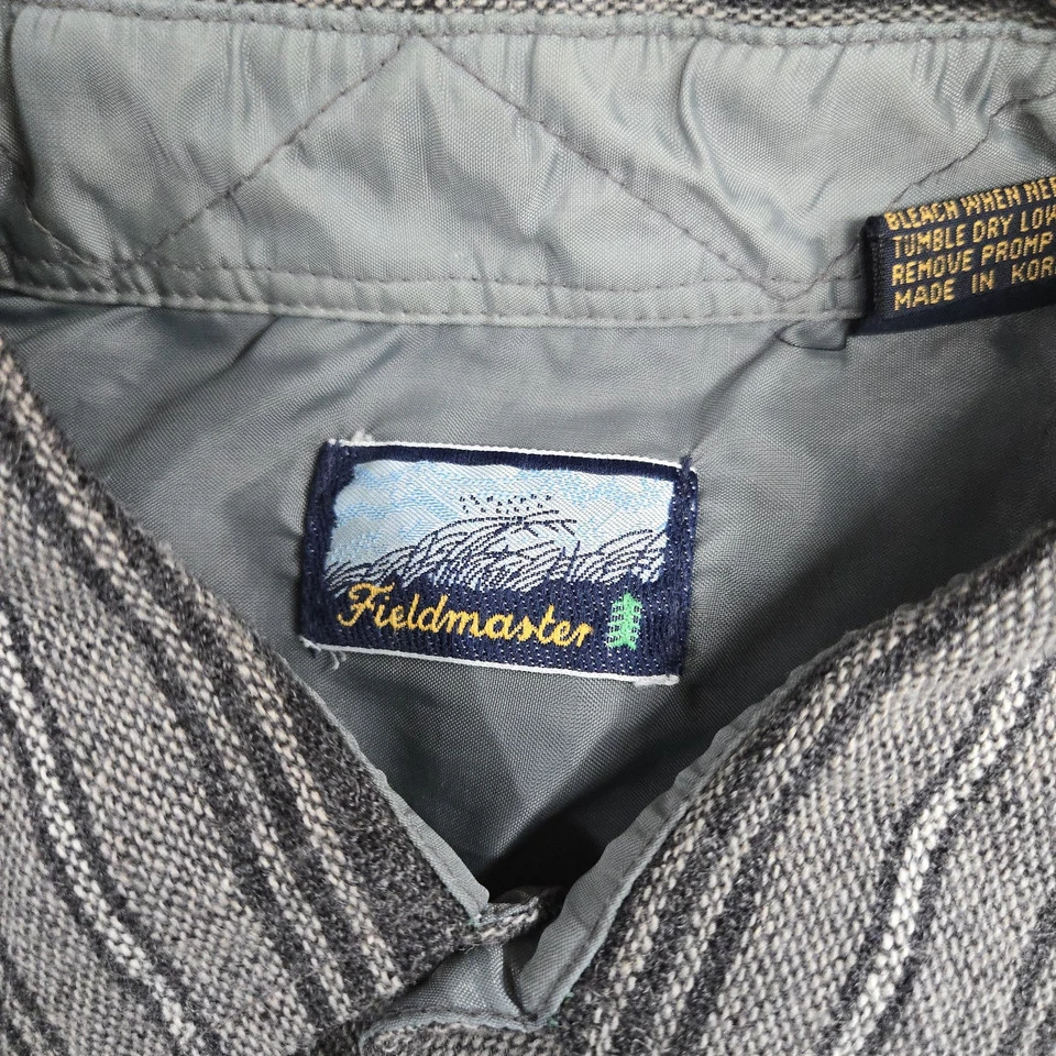 Camisa Fieldmaster De Colección Para Hombre Grande Gris Negra Mezcla de Lana Abotonada Western Años 90 Foto 4 de 4