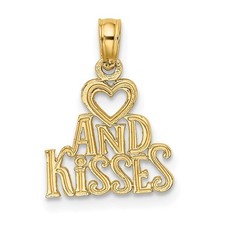 14k Yellow Gold Hug And Kisses Pendant