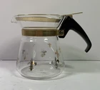 Vtg PYREX Mini Carafe ~ Gold Fleur de Lis Pattern 4" Individual Serving Coffee