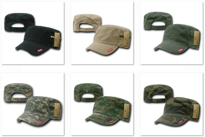 Boné chapéu chapéus camuflagem GI Patrol Fatique camuflagem zíper cadete topo plano BDU - Imagem 2 de 2