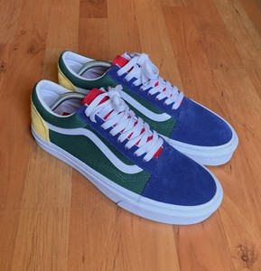 blue red yellow and green vans