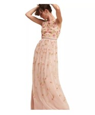  380 Andrianna Papell Melody Pink Blush Beaded Women's Formal Gown Size:10