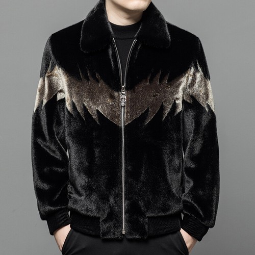 Winter Mink Men's Lapel Fur Jacket Casual Fashion Gold Mink Short Coat Outwear