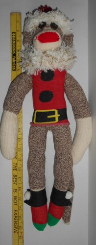 Vintage Handmade Original Rockford Red Heel Christmas Santa Elf Sock Monkey 22" - Picture 9 of 9
