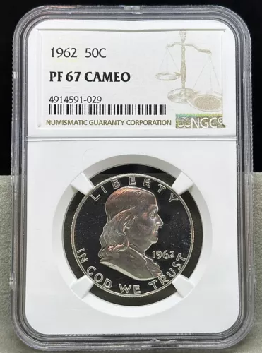 1962 - Proof Silver Franklin 50C Half Dollar - NGC PF 67 CAMEO