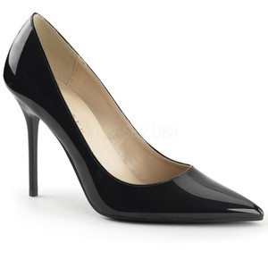 black patent pointed court shoes