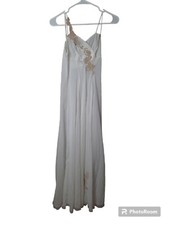 Laros Vtg Nightgown Long Sheer Off White Size 32 Tan Flowers