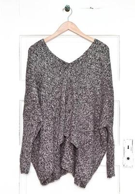 Matilda Jane MARVELOUS MARLED VEE Sweater Small Black Gray Hello Lovely NWT