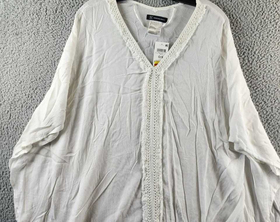 I.N.C. International Concepts 流苏饰边和服遮瑕女式均码白色 — 第 4/4 张图片