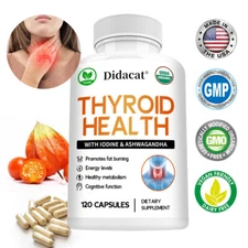 Advanced Thyroid Health Supplement with Iodine Capsules Free Shipping