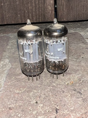 Pair Telefunken 12AX7 Vacuum Tubes Ribbed Plates Test Nos Levels Preamp Match