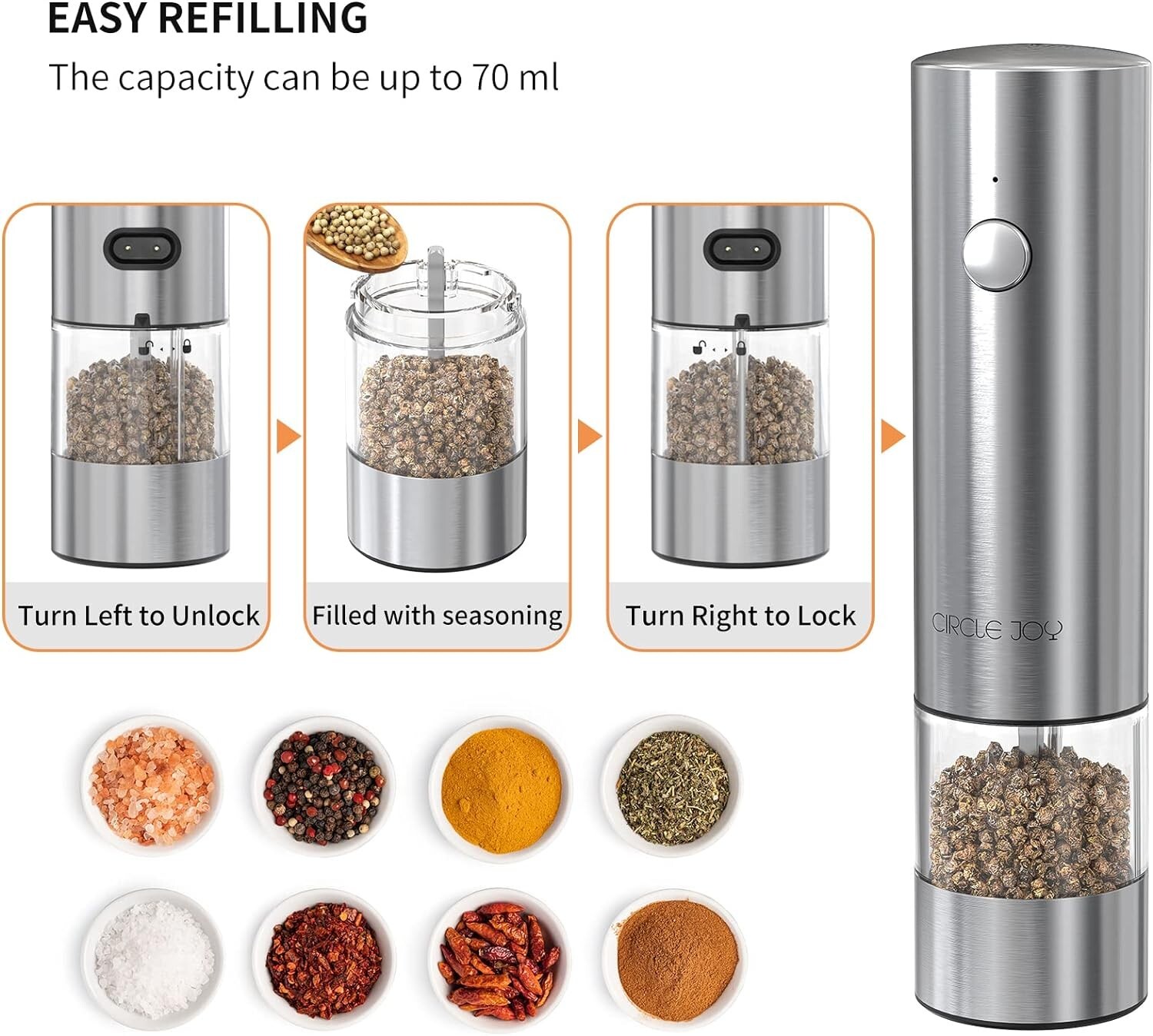 Russell Hobbs Electric Salt and Pepper Mills Grinders Battery Operated