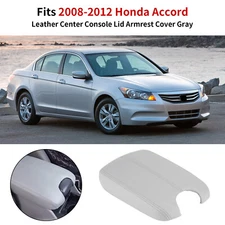 Fits 2008-2012 Honda Accord Leather Center Console Lid Armrest Cover Gray