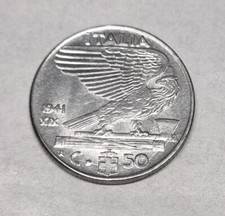 Moneta 50 centesimi 1941 Italia Vittorio Emanuele III