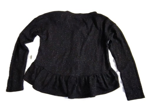 Art Class Girls' Henley Peplum Long Sleeve Top Black w/Silver Sparkle Sz M G001 - Picture 4 of 4