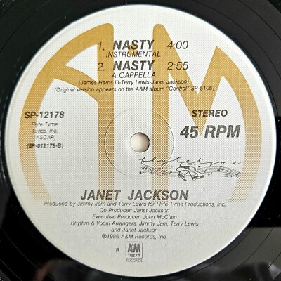 80'S R&B - JANET JACKSON - NASTY - A&M RECORDS ORIGINAL PRESSING