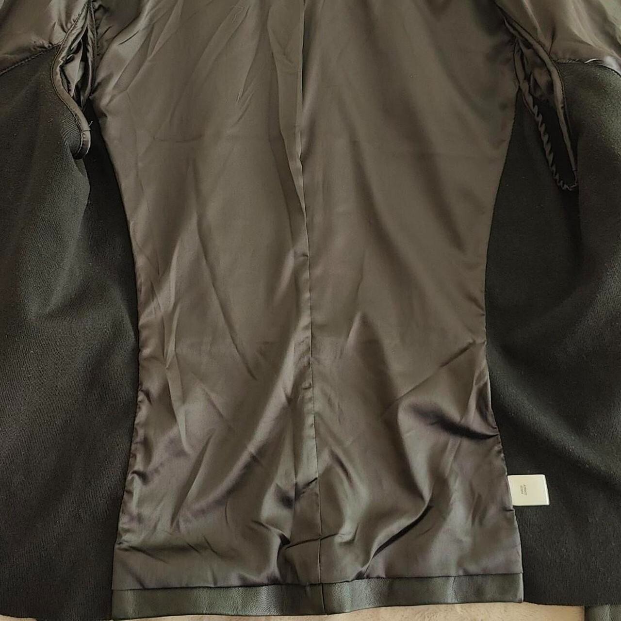 H by Halston Soft Black Leather Open Front Jacket w Stretch Knit Sides 20W