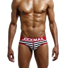 JOCKMAIL Men Sexy Stripes Pouch Underwear Boxer Briefs Low Rise Jockstrap Bikini