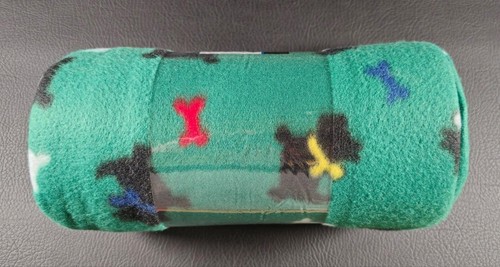 Scottie Fleece Throw Whimsical Colorful Green Yellow Black Red White 60" x 50"