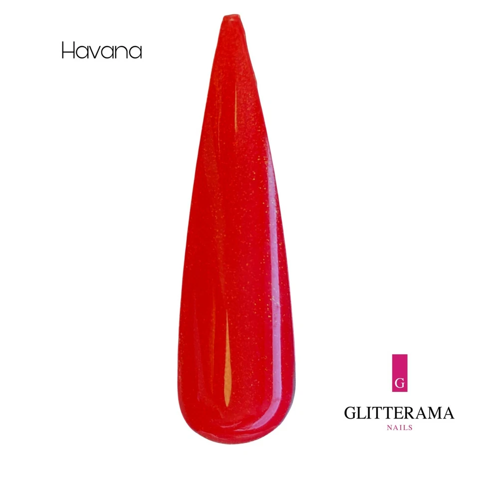 HAVANA Glitterama Nails coloured acrylic powder red bright bold valentine love