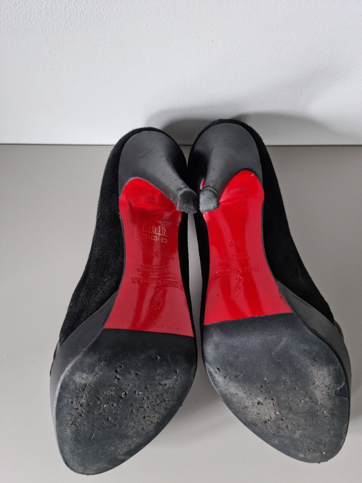 B&H Shoes Pumps schwarz high heel Plateau Leder 39 Ledermix Glattu