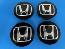 HONDA GENUINE FACTORY ORIGINAL OEM GLOSS BLACK CENTER CAPS SET 44732-SJC-A5000