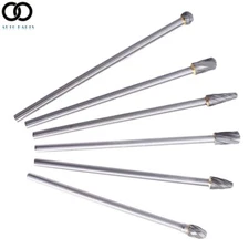 6PC 10mm Rotary Aluminum Cut Burr 6mm 1/4" Shank 150mm Long Reach Carbide Burs