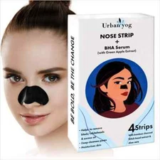 Urban Yog Nose Strips (4 Strips) Black/Whitehead Remover+BHA Serum to Treat Pors