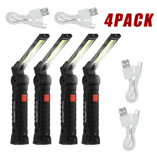 USB Rechargeable Super Bright COB LED Work Light Flashlight Folding Torch Lamp
