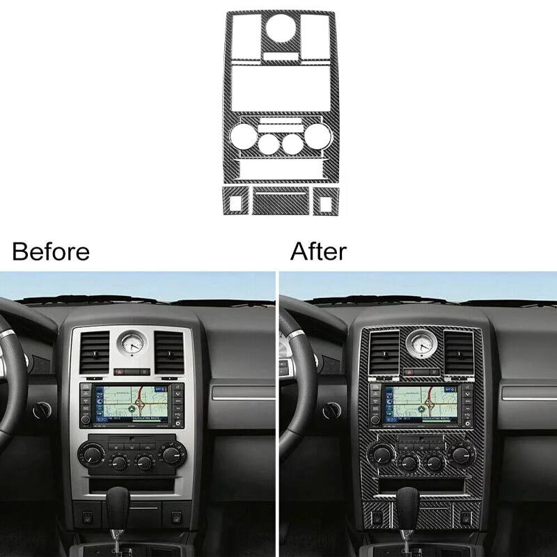 08-10 Car Interior Central Console Cover Trim Carbon Fiber For Chrysler 300 5Pcs