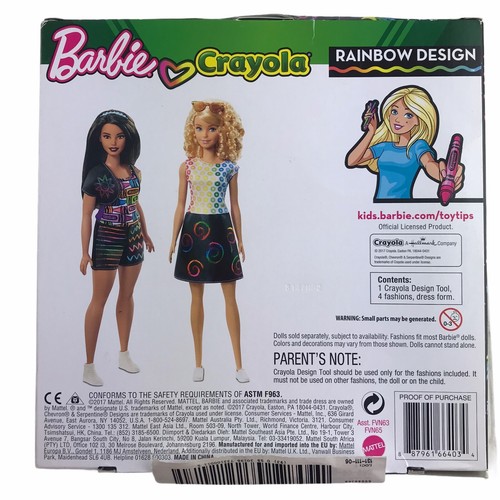 Barbie Crayola Arco Iris Diseño Conjunto de Ropa Hágalo Usted Mismo Barbie 2017 Enjuague Repetición - Imagen 3 de 6