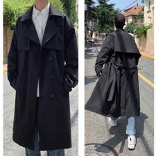 Korean style Spring Trench Coat Male Streetwear Windbreaker Trenchcoat Men coat