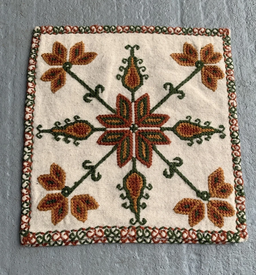 Vintage Embroidered Hand Made Cushion Cover 42x42cm-070 - Image 3 of 4
