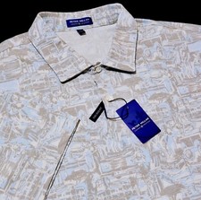 Peter Millar Crown Crafted XL Gray Allover Print Tailored Fit Golf Polo Shirt