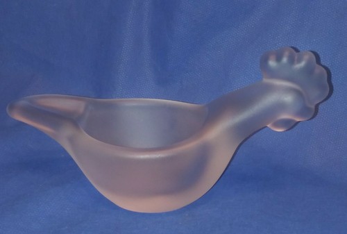 Cofrac Art Glass Verrier Frosted Chicken Ash Tray Paperweight Dish - France - Picture 1 of 6