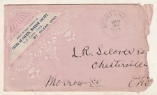 SUPER Aesthetic Movement Embossed Cover Envelope Mt Gilead Ohio 1888 Pink style