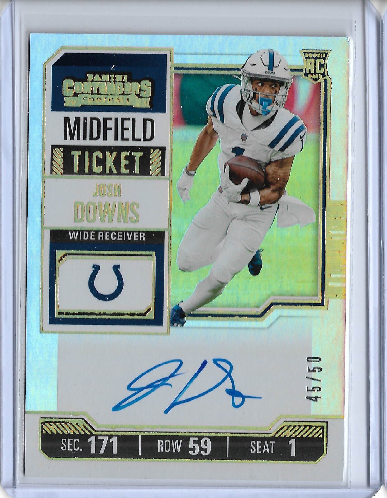 2023 Panini Contenders Josh Downs Midfield Ticket Auto RC 45/50