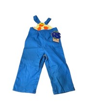 Vintage NOS 80  s Ruth Scharf Kids Size 24m Duck Overalls Bibs Blue Jumpsuit NEW