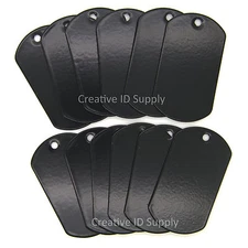 PACK OF 25 BLACK STAINLESS STEEL DOG TAG MILITARY SPEC BLANK FOR ENGRAVE