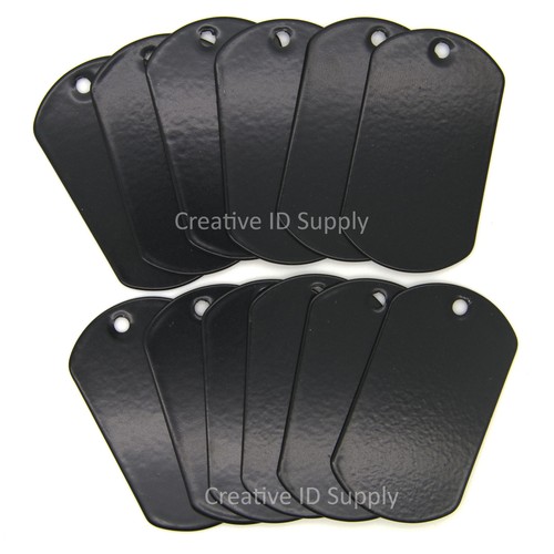 PACK OF 25 BLACK STAINLESS STEEL DOG TAG MILITARY SPEC BLANK FOR ENGRAVE - Picture 1 of 5