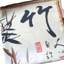 Square Watercolor Bamboo Printing Lady Women 100 Silk Scarf Shawl