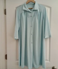 Vanity Fair Vintage Light Blue Nylon Antron Robe House Dress Lounge Size 36 USA