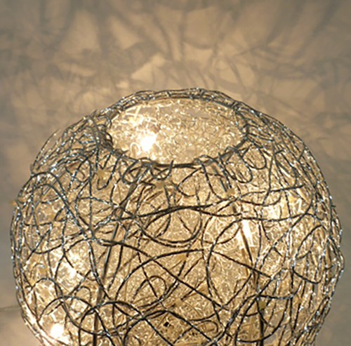 Moderne Halogen + LED Tischleuchte Alissa Alu-Drahtgeflecht Kugel-Deko-Lampe - Bild 17 von 17