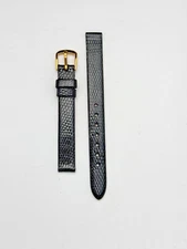 10mm Black Genuine Lizard Watch Band - USA